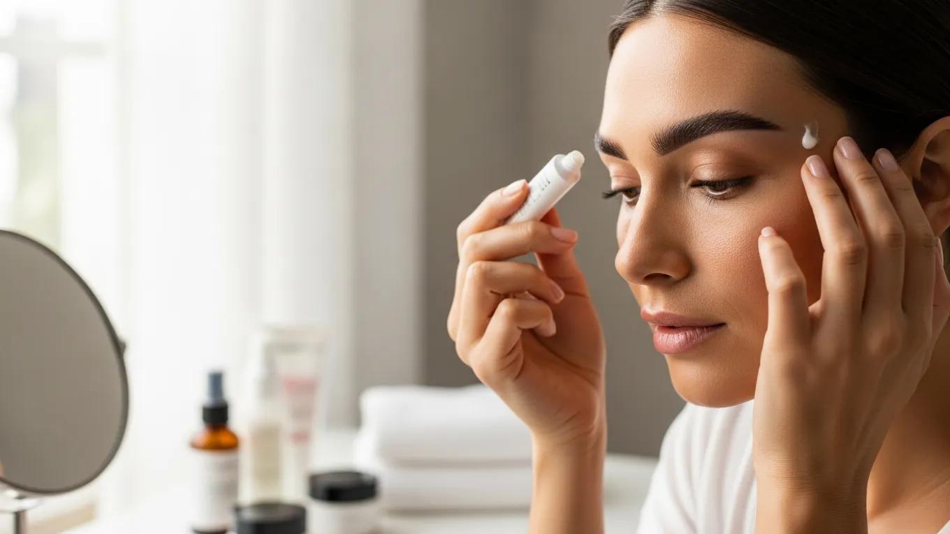 A Woman Applying Aftercare Ointment To Her Microbladed Eyebrows Emphasizing Aftercare Importance 211db75d 67b8 437b B655 B844873178ec Webp A Woman Applying Aftercare Ointment To Her Microbladed Eyebrows Emphasizing Aftercare Importance