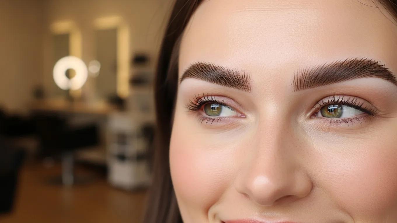 Microbladed eyebrows showcasing natural hair-like strokes and defined shape