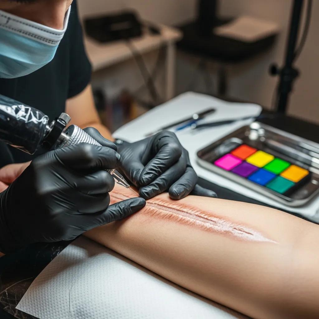 Scar Camouflage Tattooing Process On A Clients Arm By A Skilled Technician Da77a74d 0033 410c 9d05 955d4b9ce879 Webp Scar Camouflage Tattooing Process On A Client 039 S Arm By A Skilled Technician