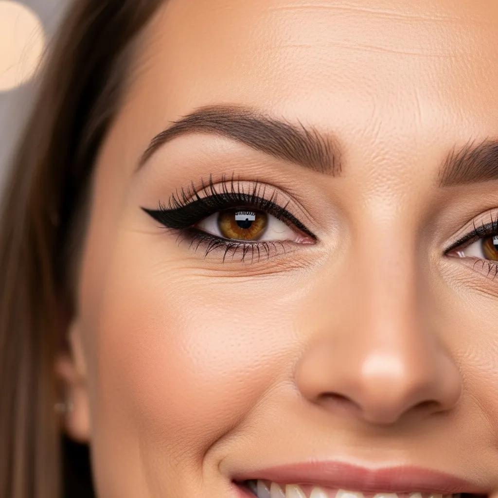 Woman with expertly applied permanent eyeliner, showcasing defined eyes and natural beauty